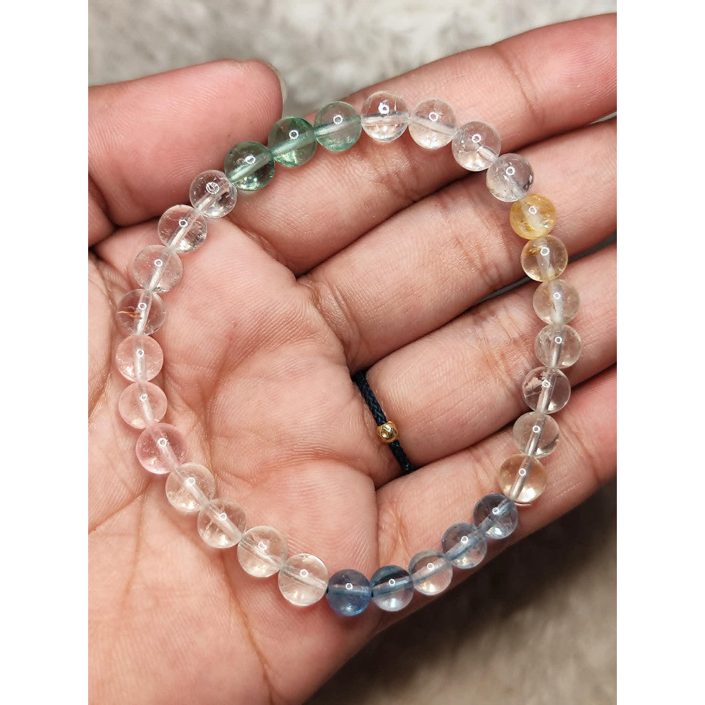 CHEFFY Rainbow Fluorite Bracelet Crystals Gemstones