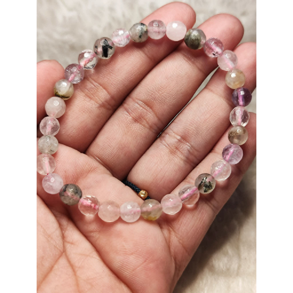 CHEFFY Amethyst & Prehnite Bracelet Crystals Gemstones (5mm)
