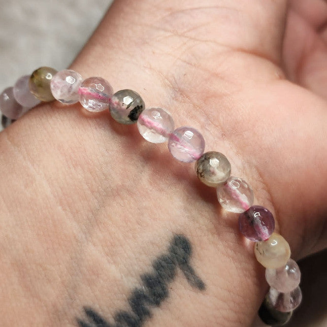 CHEFFY Amethyst & Prehnite Bracelet Crystals Gemstones (5mm)