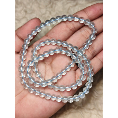CHEFFY Natural Aquamarine Beads DIY Loose Beads (6.3mm | 92 Pcs Per Strand)