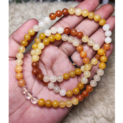 CHEFFY Natural Gold Silk Jade Beads Multi-Color DIY Loose Beads (6mm | 96 Pcs Per Strand)Bring a war