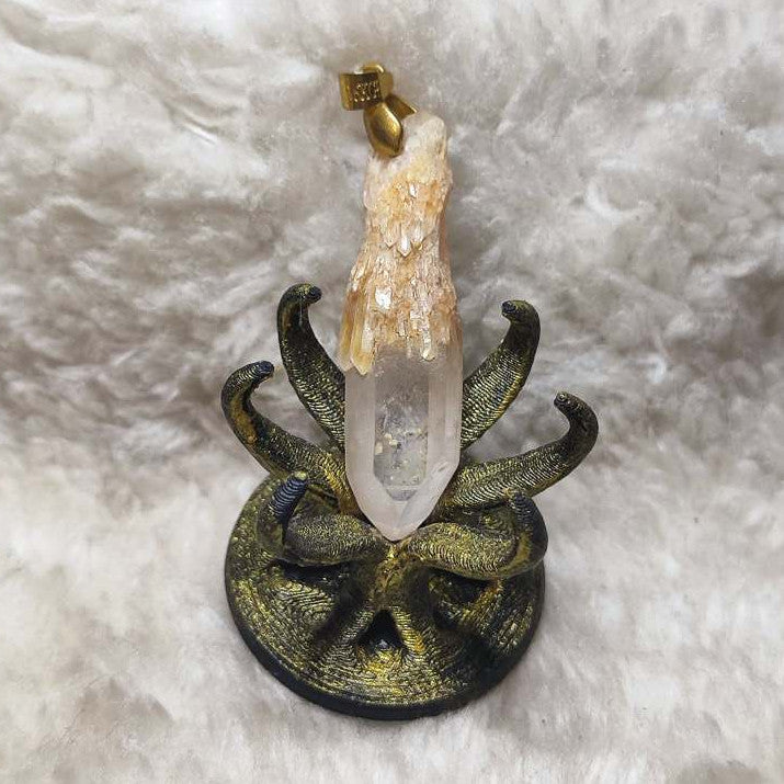 CHEFFY Natural Clear Quartz Raw Point Pendant