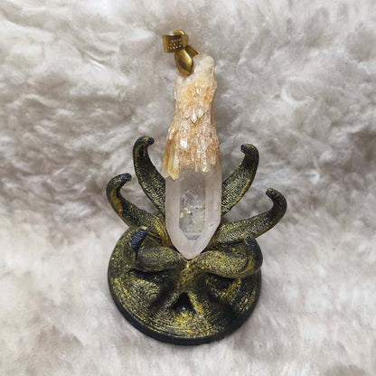 CHEFFY Natural Clear Quartz Raw Point Pendant