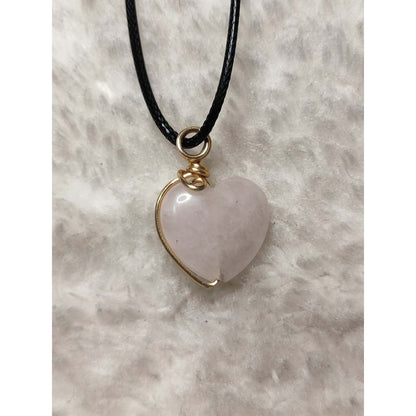 CHEFFY Rose Quartz Heart Wire Wrap Pendant (2)