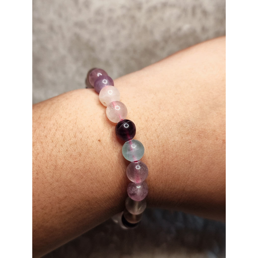 CHEFFY Natural Rainbow Fluorite Crystal Bracelet