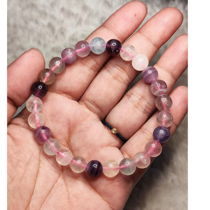 CHEFFY Natural Rainbow Fluorite Crystal Bracelet