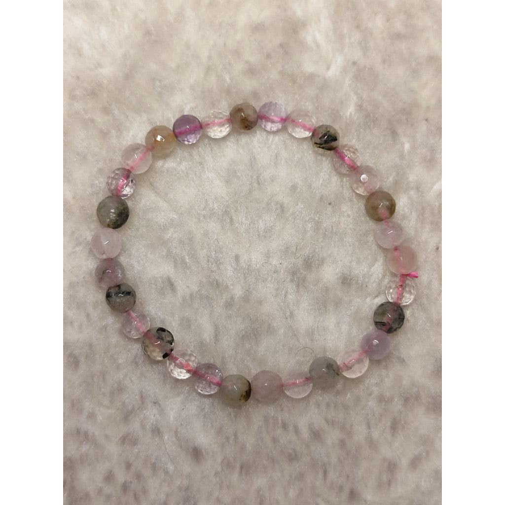 CHEFFY Amethyst & Prehnite Bracelet Crystals Gemstones (5mm)