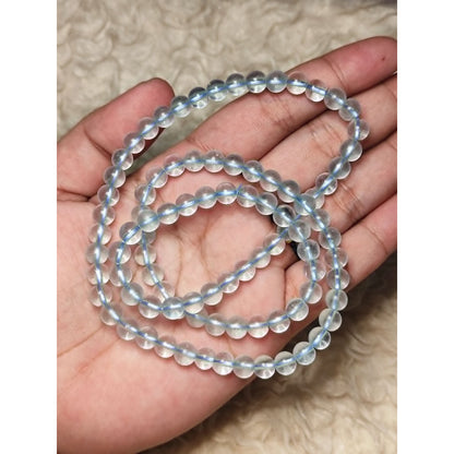 CHEFFY Natural Aquamarine Beads DIY Loose Beads (6.3mm | 92 Pcs Per Strand)