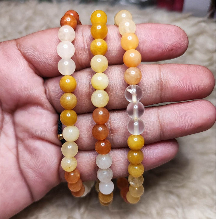CHEFFY Natural Gold Silk Jade Beads Multi-Color DIY Loose Beads (6mm | 96 Pcs Per Strand)Bring a war
