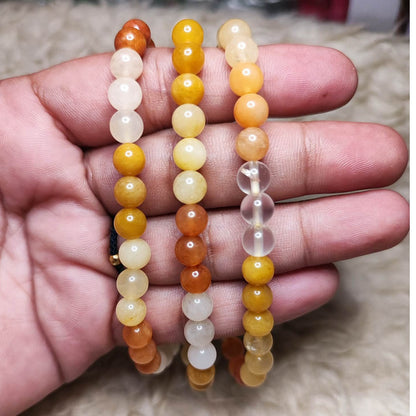 CHEFFY Natural Gold Silk Jade Beads Multi-Color DIY Loose Beads (6mm | 96 Pcs Per Strand)Bring a war