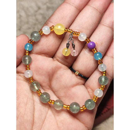 CHEFFY Rainbow Fluorite Crystal Bracelet 5mm | Natural Gemstone