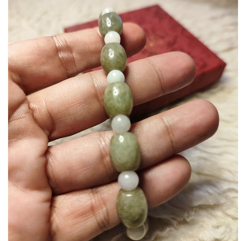 CHEFFY Authentic Jade Bracelet 9.5mm Beaded Stretch Bracelet ( #7 )t (SALE)