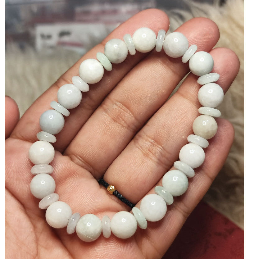 CHEFFY Authentic Jade Bracelet 8.3mm Beaded Stretch Bracelet (#2 )