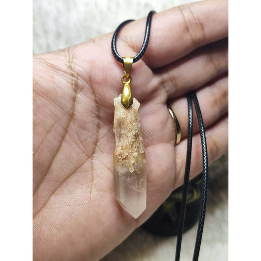 CHEFFY Natural Clear Quartz Raw Point Pendant