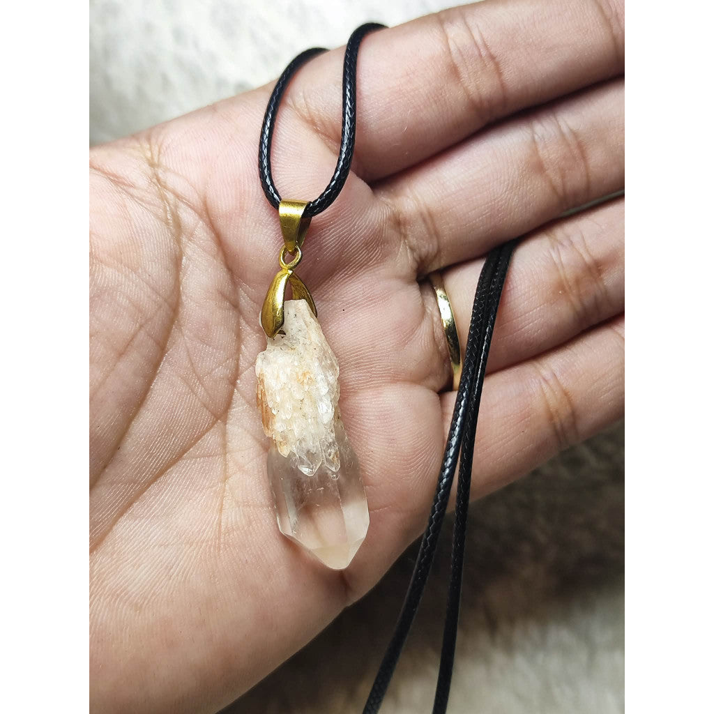 CHEFFY Natural Clear Quartz Raw Point Pendant ( 1 )
