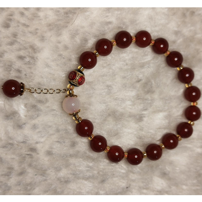 CHEFFY Red Agate Bracelet Gemstone Crystals