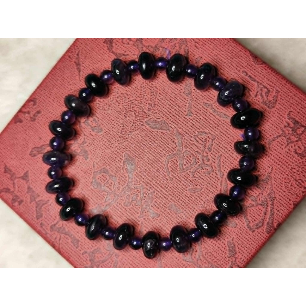 CHEFFY Natural Dark Amethyst Bracelet  Authentic Crystal Gemstone