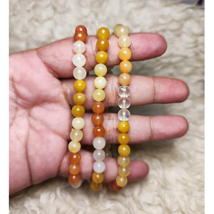 CHEFFY Natural Gold Silk Jade Beads Multi-Color DIY Loose Beads (6mm | 96 Pcs Per Strand)Bring a war