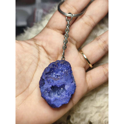 CHEFFY | Vibrant Dyed Agate Keychain | Natural Stone Key Ring Charm & Bag Accessory