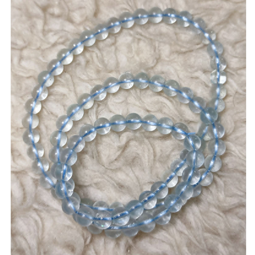 CHEFFY Natural Aquamarine Beads DIY Loose Beads (6.3mm | 92 Pcs Per Strand)