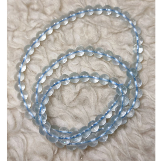CHEFFY Natural Aquamarine Beads DIY Loose Beads (6.3mm | 92 Pcs Per Strand)