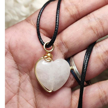 CHEFFY Rose Quartz Wire Wrap Pendant (28.0mm) – Natural Stone of Universal Love & Emotional Healing