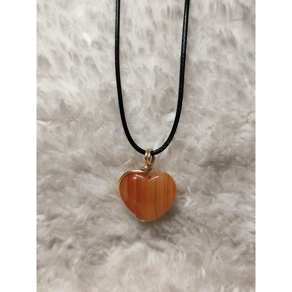 CHEFFY Carnelian Heart  Wire Wrap Pendant