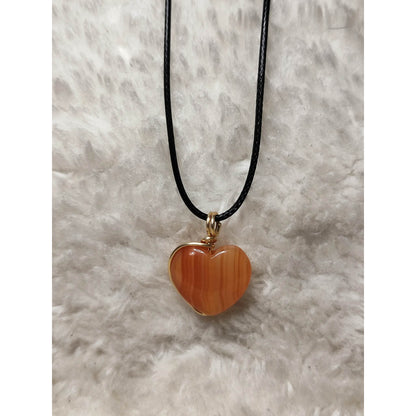 CHEFFY Carnelian Heart  Wire Wrap Pendant
