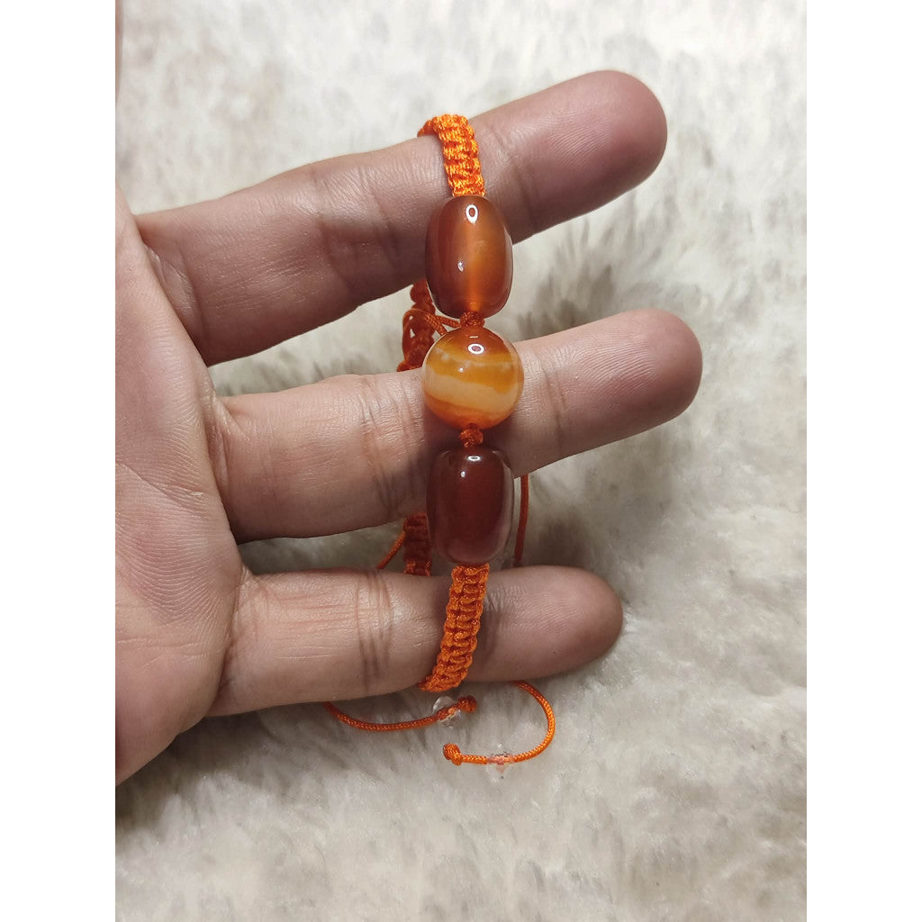 CHEFFY Natural Carnelian Adjustable Braided Cord Bracelet