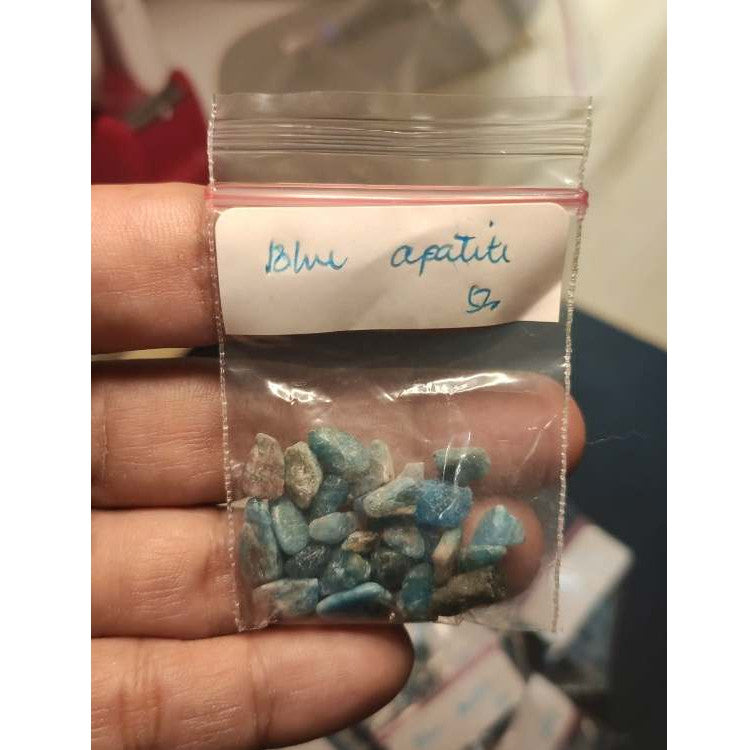CHEFFY Blue Apatite Gravel Crystal Gemstone SOLD PER PACK (5grms )
