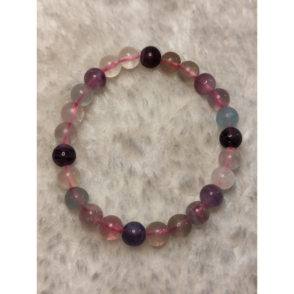 CHEFFY Natural Rainbow Fluorite Crystal Bracelet