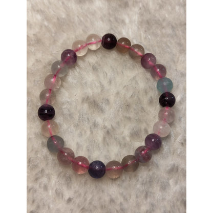 CHEFFY Natural Rainbow Fluorite Crystal Bracelet