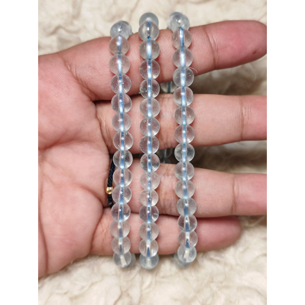CHEFFY Natural Aquamarine Beads DIY Loose Beads (6.3mm | 92 Pcs Per Strand)