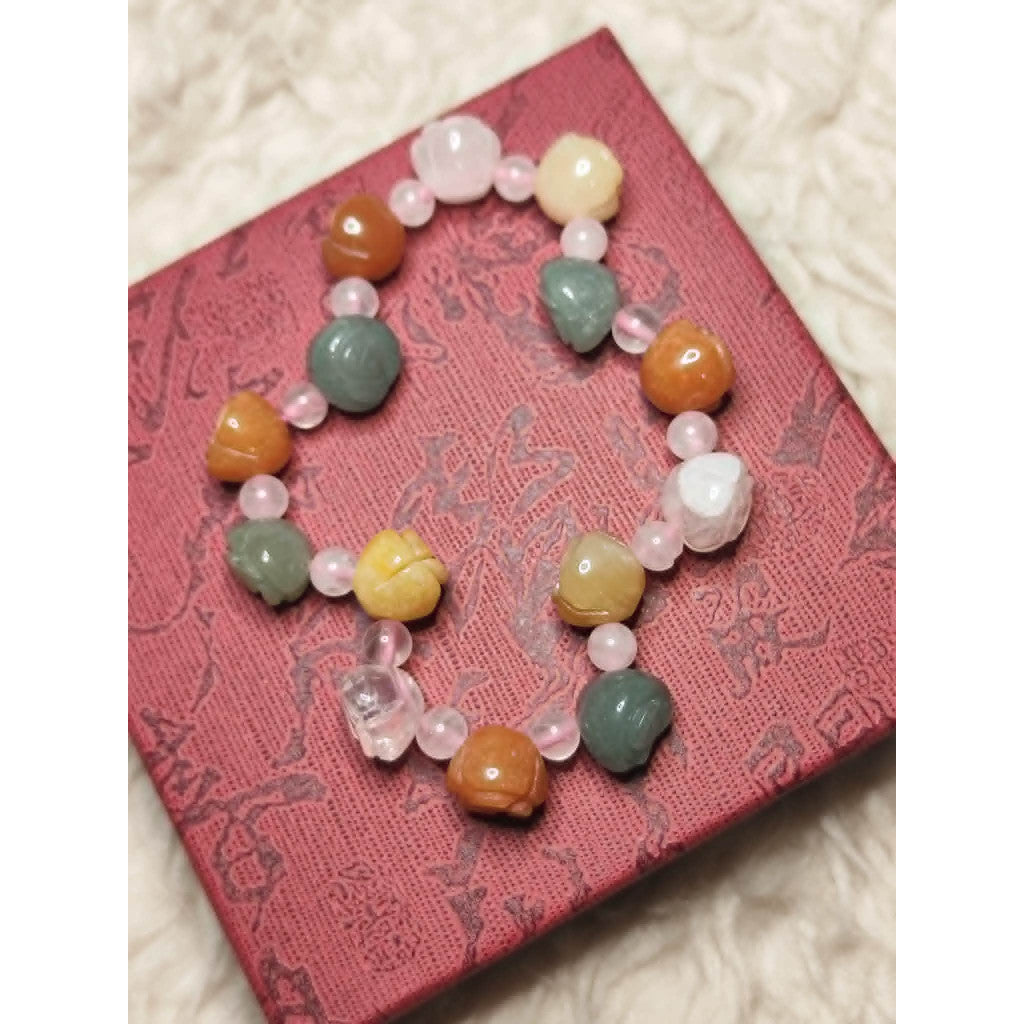 CHEFFY Authentic Xiuyan Jade 10mm Bracelet.