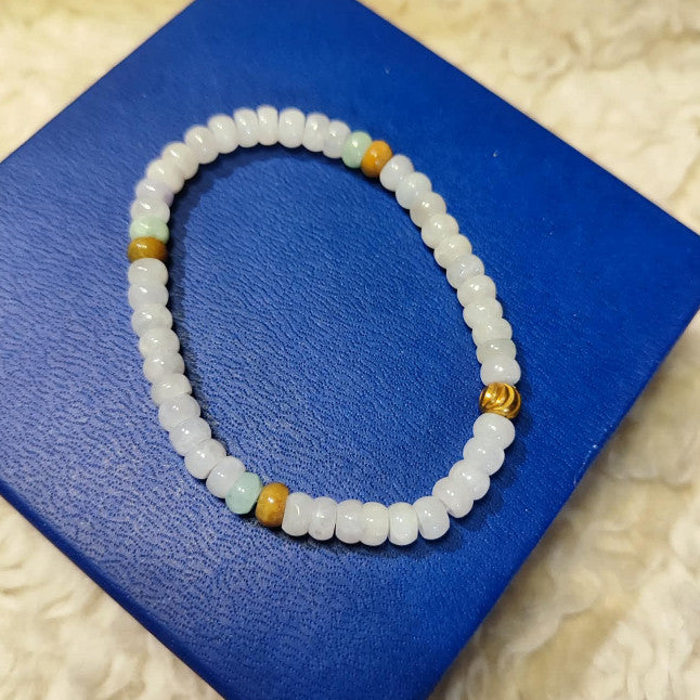 CHEFFY Authentic Jade Bracelet | Natural Gemstone Luck & Protection Charm | 4.5mm Beaded Stretch Bra