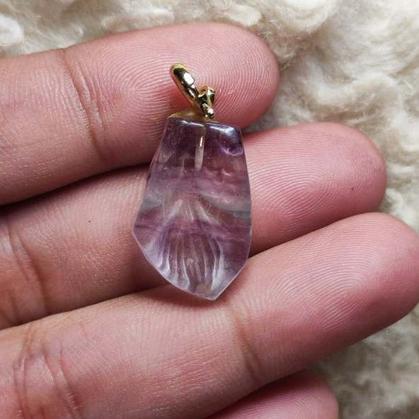 CHEFFY Fluorite Owl Pendant (19.9mm)  #19