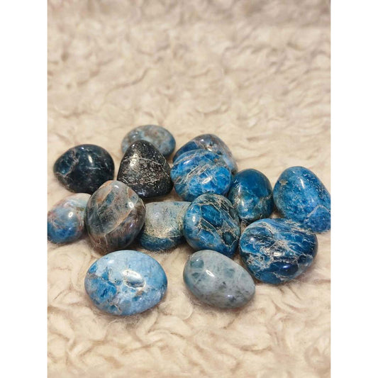 CHEFFY Blue Apatite Crystal Tumbled Gemstone (Med )