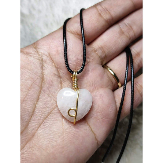 CHEFFY Rose Quartz Wire Wrap Pendant
