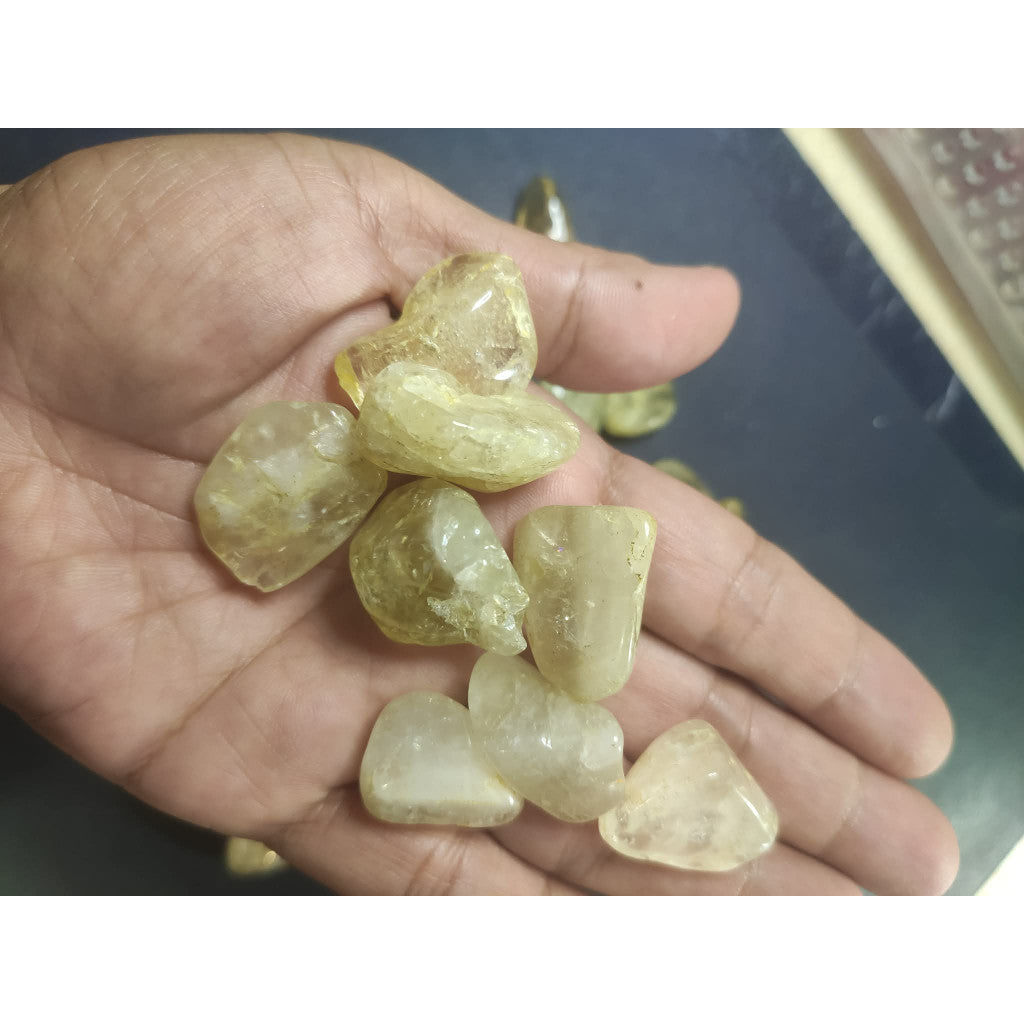CHEFFY Citrine Lemon Yellow  Small Crystal Tumbled freeform Gemstone