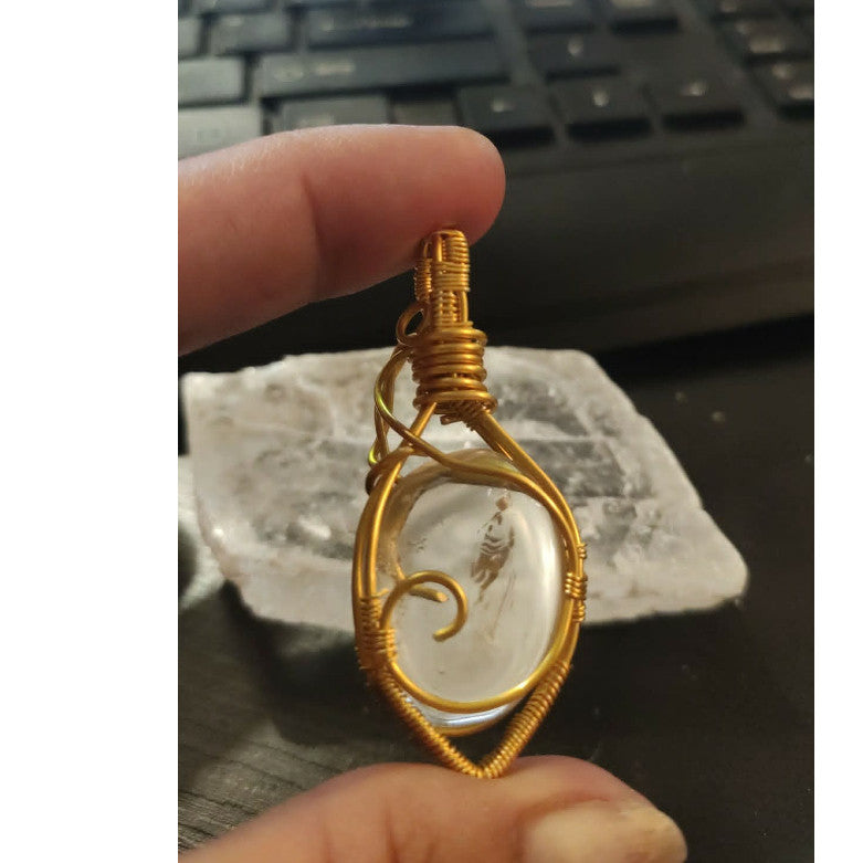 CHEFFY Ice Clear Wire Wrap Pendant