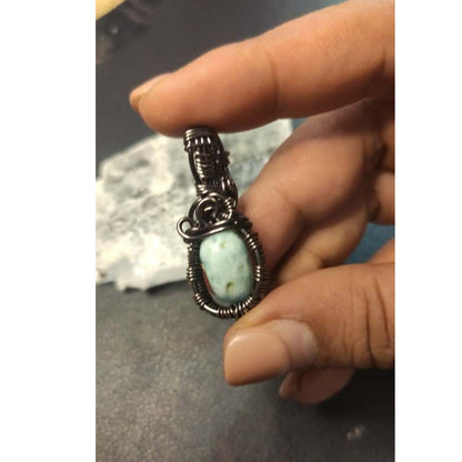 CHEFFY Larimar Wire Wrap Pendant