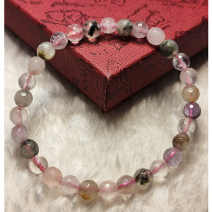 CHEFFY Amethyst & Prehnite Bracelet Crystals Gemstones (5mm)