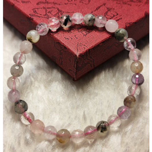 CHEFFY Amethyst & Prehnite Bracelet Crystals Gemstones (5mm)