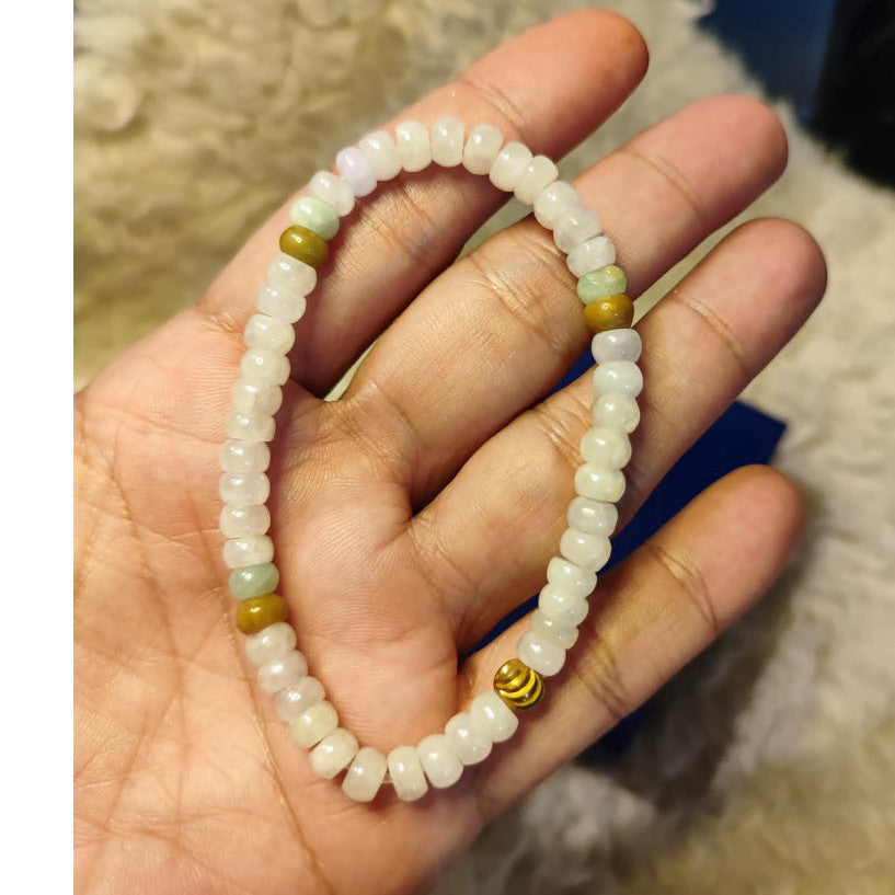 CHEFFY Authentic Jade Bracelet | Natural Gemstone Luck & Protection Charm | 4.5mm Beaded Stretch Bra