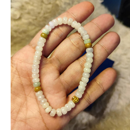 CHEFFY Authentic Jade Bracelet | Natural Gemstone Luck & Protection Charm | 4.5mm Beaded Stretch Bra