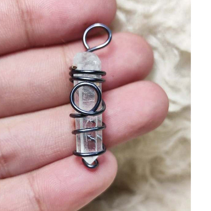 CHEFFY Clear Quartz Wire Wrap Pendant ( 25.4mm )