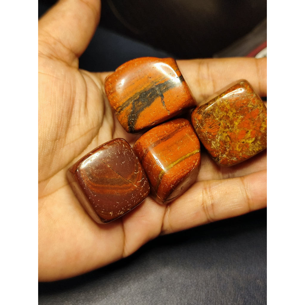 CHEFFY Red Jasper Crystal Gemstone Tumbled Cube LARGE