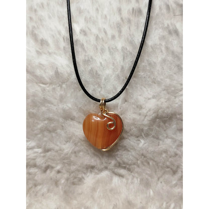 CHEFFY Carnelian Heart  Wire Wrap Pendant