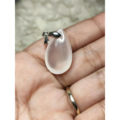 CHEFFY | Genuine Rose Quartz Teardrop Pendant | Natural Crystal Necklace Charm with Bail