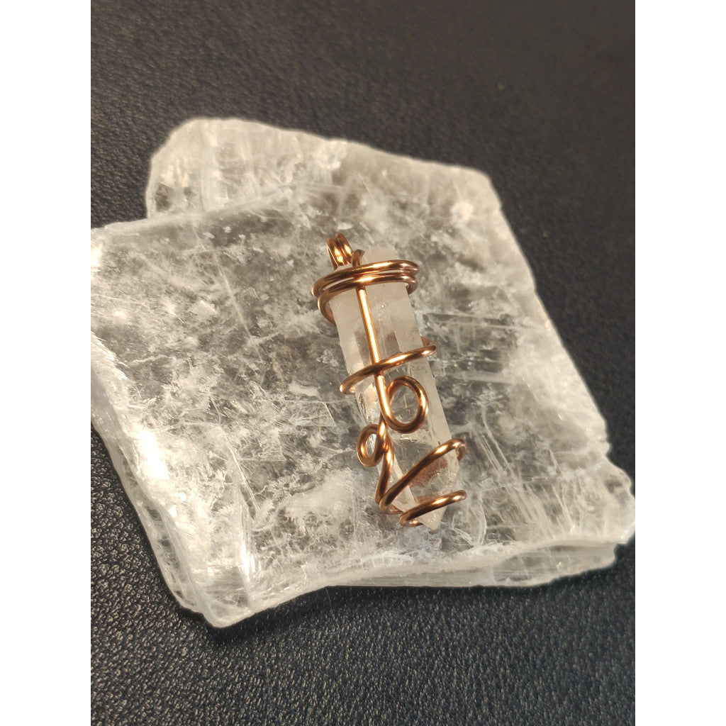 CHEFFY Wire Wrapped Raw Clear Quartz  Pendant Crystal Gemstone